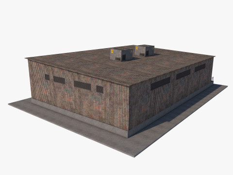 Industrial building warehouse 3 Low-poly 3D Model