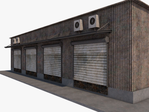 Industrial building warehouse 3 Low-poly 3D Model