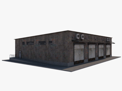 Industrial building warehouse 3 Low-poly 3D Model