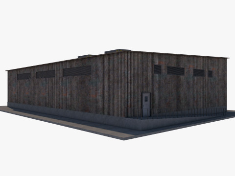 Industrial building warehouse 3 Low-poly 3D Model