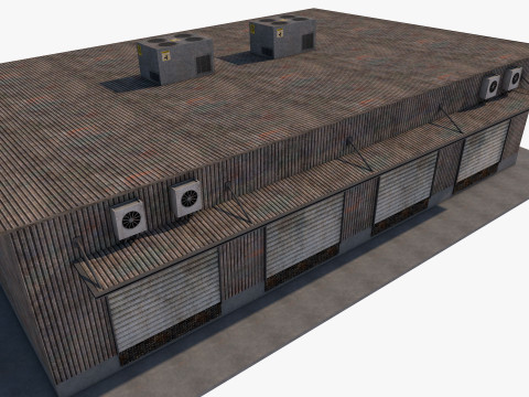 Industrial building warehouse 3 Low-poly 3D Model