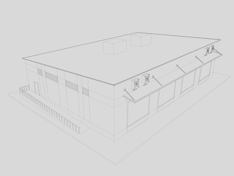 Industrial building warehouse 3 Low-poly 3D Model