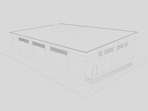 Industrial building warehouse 3 Low-poly 3D Model