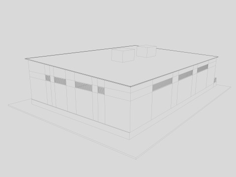Industrial building warehouse 3 Low-poly 3D Model