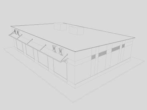 Industrial building warehouse 3 Low-poly 3D Model