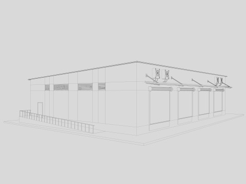 Industrial building warehouse 3 Low-poly 3D Model