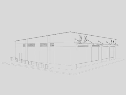 Industrial building warehouse 3 Low-poly 3D Model