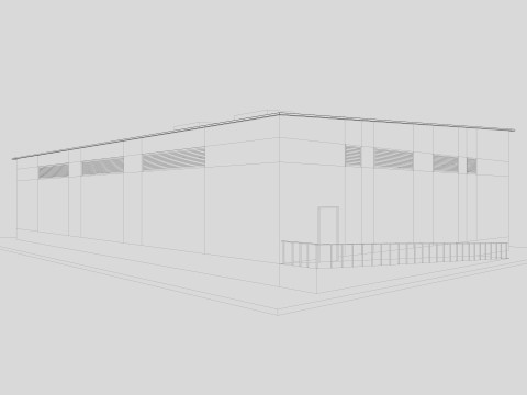 Industrial building warehouse 3 Low-poly 3D Model