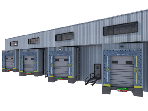Industrial building warehouse 4 Low-poly Modelo 3D