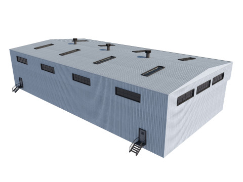 Industrial building warehouse 4 Low-poly Modelo 3D