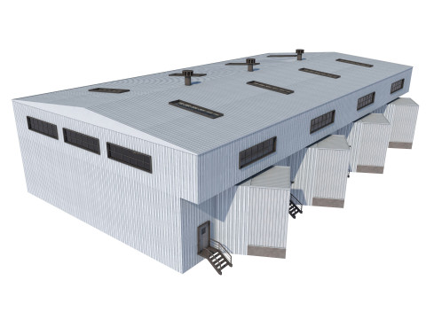 Industrial building warehouse 4 Low-poly Modelo 3D