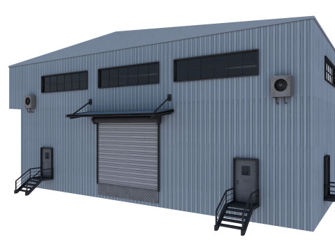 Industrial building warehouse 4 Low-poly Modelo 3D