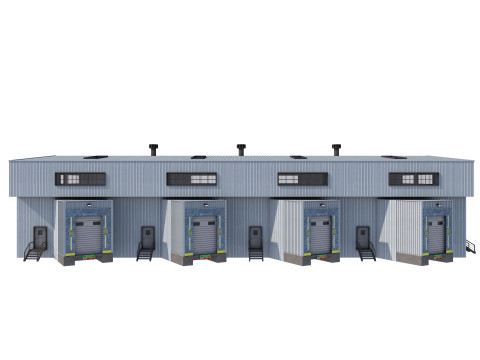 Industrial building warehouse 4 Low-poly Modelo 3D