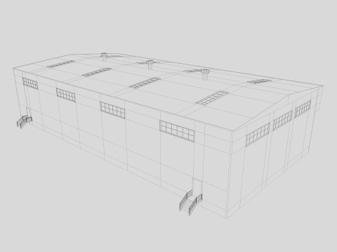 Industrial building warehouse 4 Low-poly Modelo 3D
