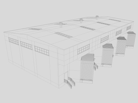 Industrial building warehouse 4 Low-poly Modelo 3D