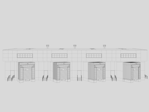 Industrial building warehouse 4 Low-poly Modelo 3D