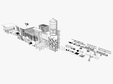 Industrial warehouse equipments props pack Low-poly 3D Model