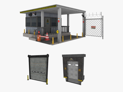 Industrial warehouse equipments props pack Low-poly 3D Model
