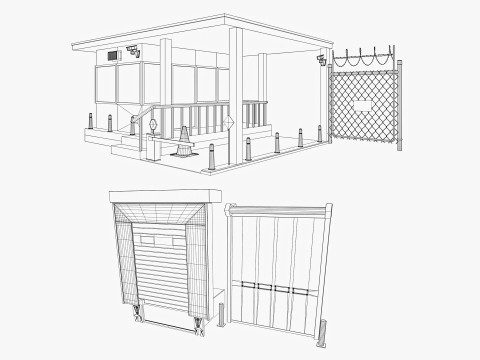 Industrial warehouse equipments props pack Low-poly 3D Model