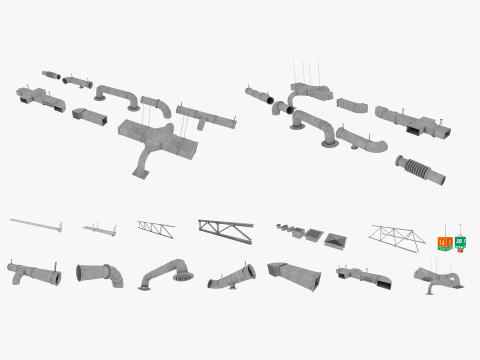 Industrial warehouse equipments props pack Low-poly 3D Model