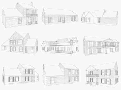 Classical American Houses Collection 3D Model