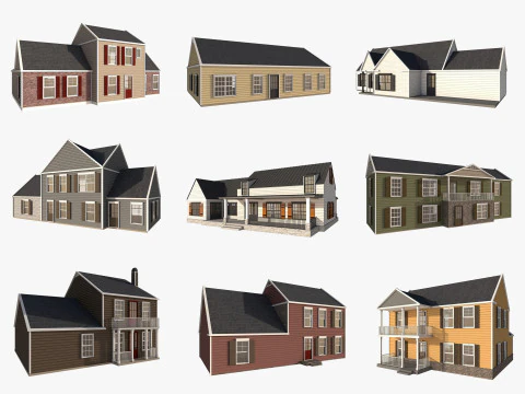 Classical American Houses Collection 3D Model