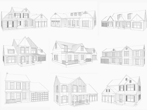 Classical American Houses Collection 3D Model