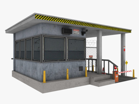 Guard Building and Wire Fence 3D Model