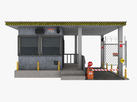 Guard Building and Wire Fence 3D Model
