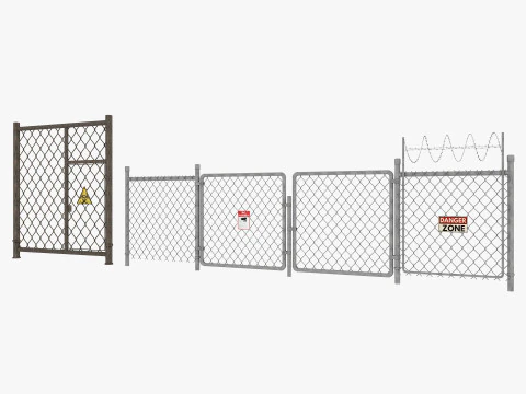 Guard Building and Wire Fence 3D Model