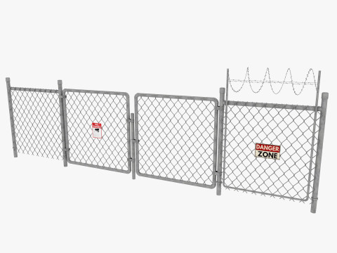 Guard Building and Wire Fence 3D Model