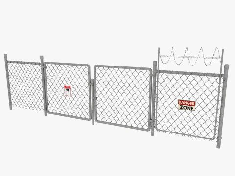 Guard Building and Wire Fence 3D Model