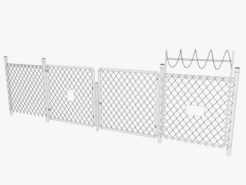 Guard Building and Wire Fence 3D Model