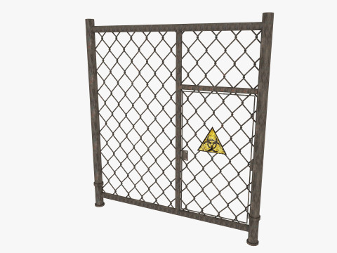 Guard Building and Wire Fence 3D Model
