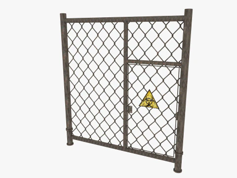 Guard Building and Wire Fence 3D Model