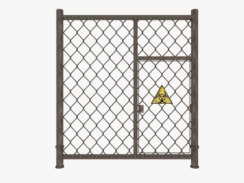 Guard Building and Wire Fence 3D Model