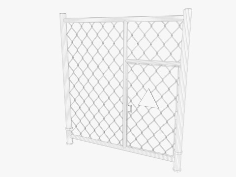 Guard Building and Wire Fence 3D Model