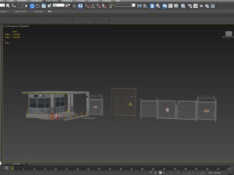 Guard Building and Wire Fence 3D Model