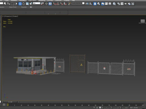 Guard Building and Wire Fence 3D Model