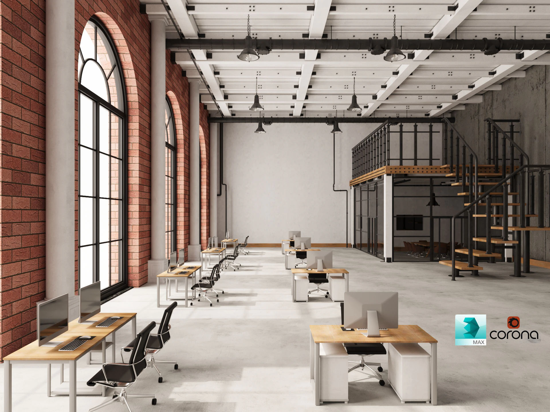 Loft Office 16 3D Model .c4d .max .obj .3ds .fbx .stl .blend 