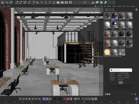 Loft Office 16 3D Model