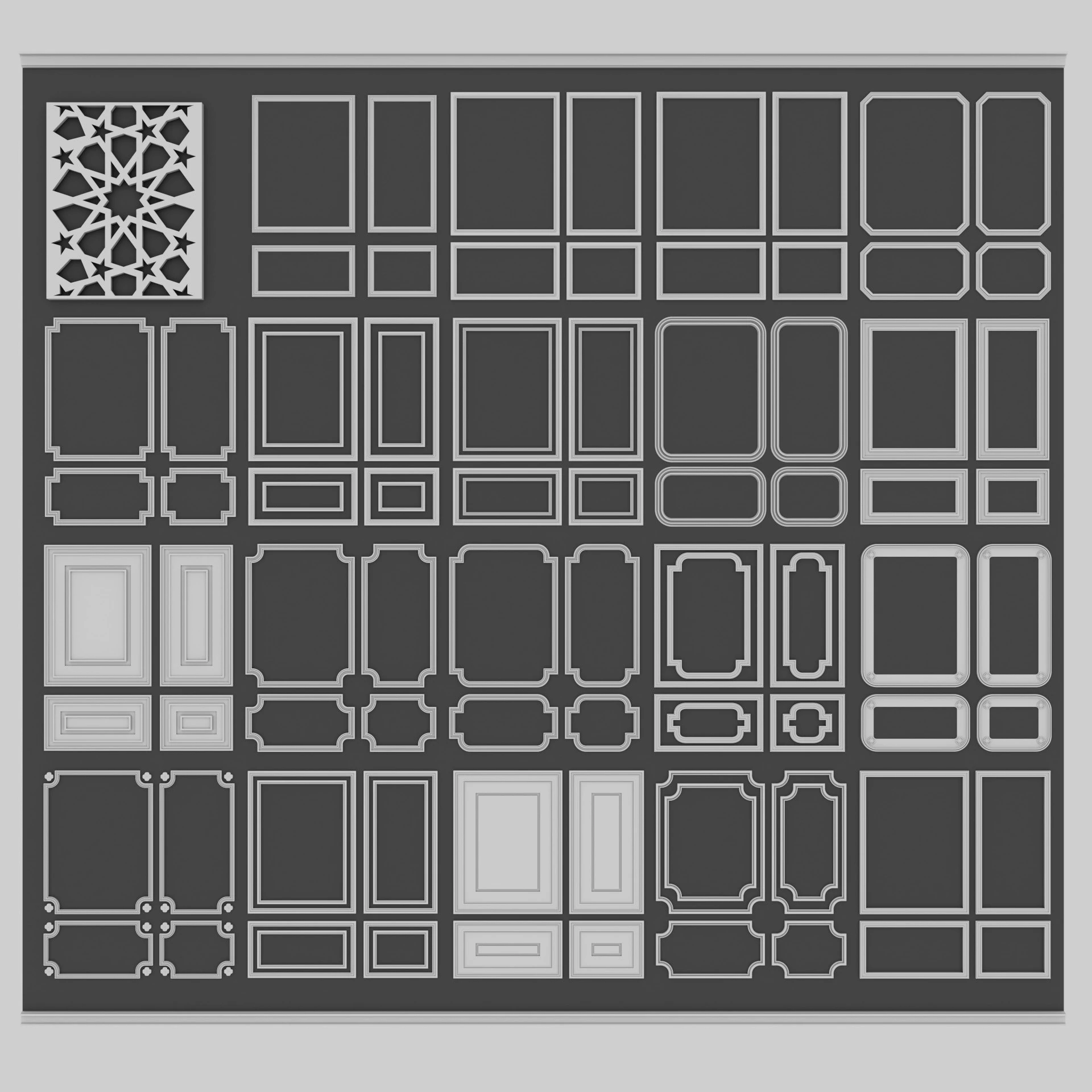 Decorative Wall Mouldings 3D Model .c4d .max .obj .3ds .fbx .stl .blend 