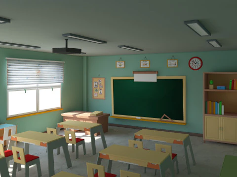 Sala de aula de desenho animado Modelo 3D