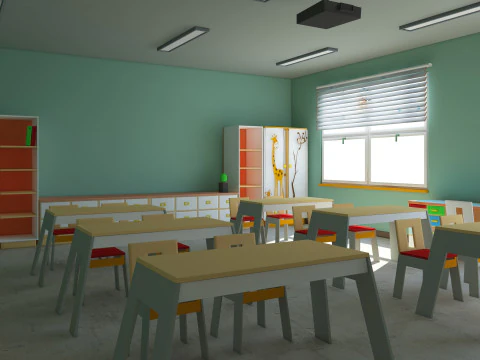 Sala de aula de desenho animado Modelo 3D