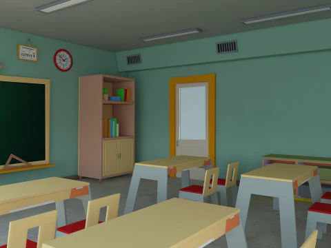 Sala de aula de desenho animado Modelo 3D
