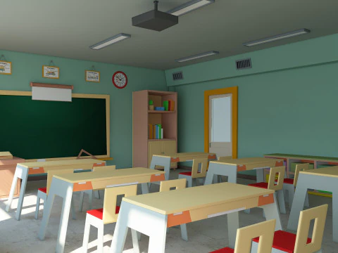 Sala de aula de desenho animado Modelo 3D