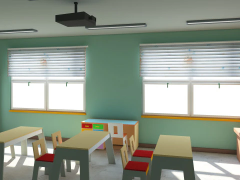 Sala de aula de desenho animado Modelo 3D