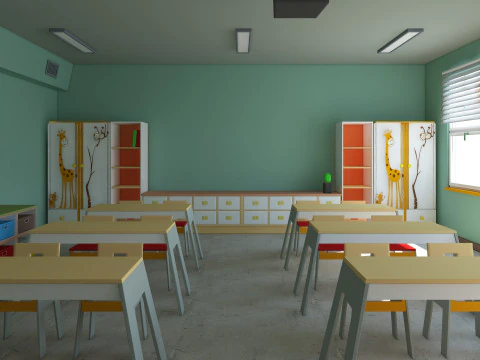 Sala de aula de desenho animado Modelo 3D