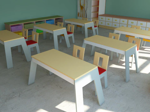 Sala de aula de desenho animado Modelo 3D