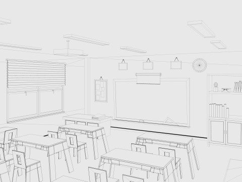 Cartoon Classroom Modelo 3D